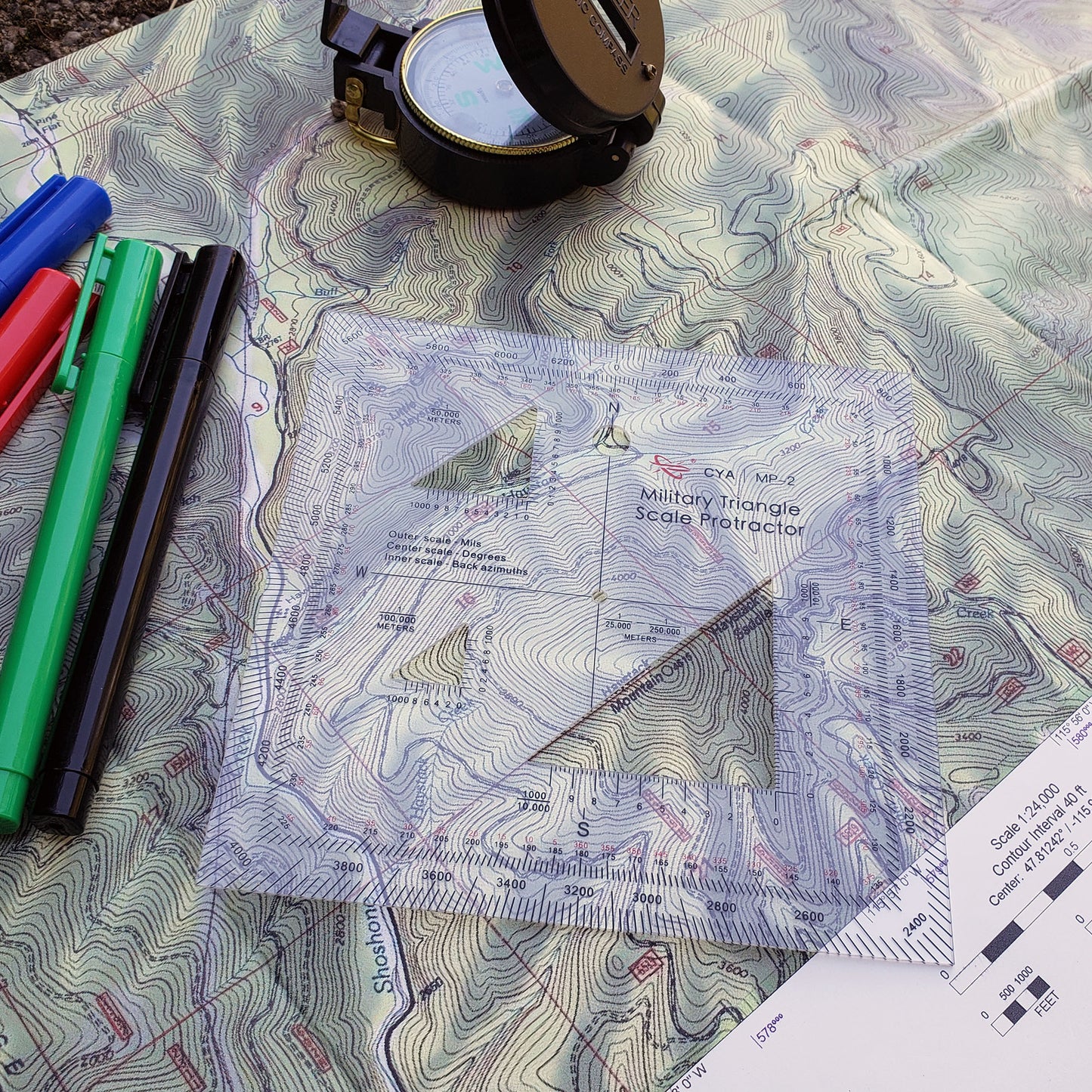 Military Map Protractor 2-Pack Set - Coordinate Scales for Map Reading and Navigation