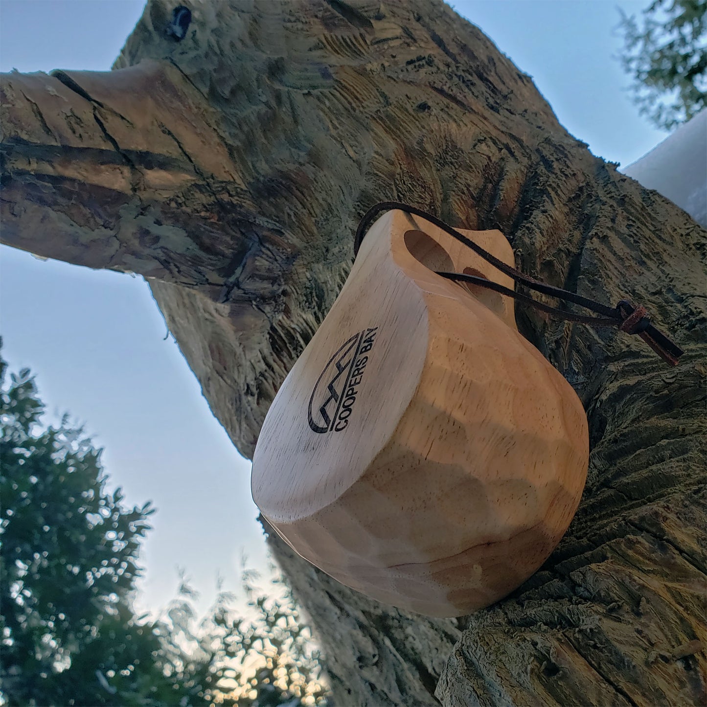 carved wood cup for campng