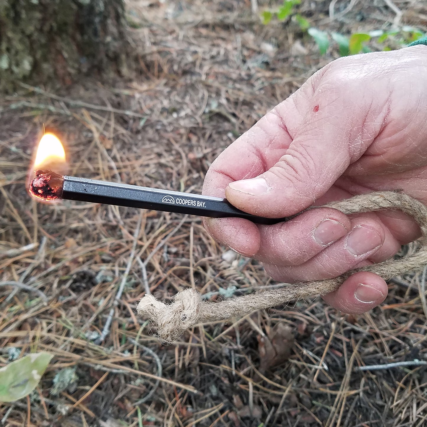 Our fire starting tinder wick rope easily lights and can be used as a match to light a fire