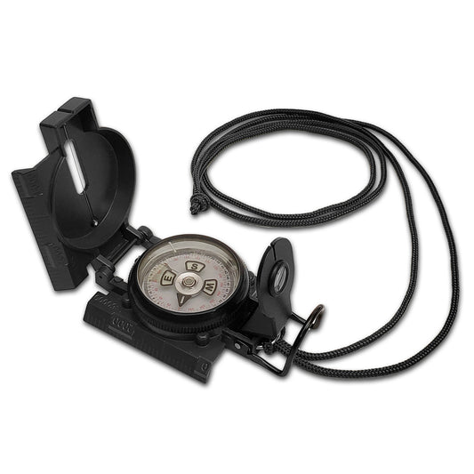 Tactical Black Lensatic Sight Compass with lanyard