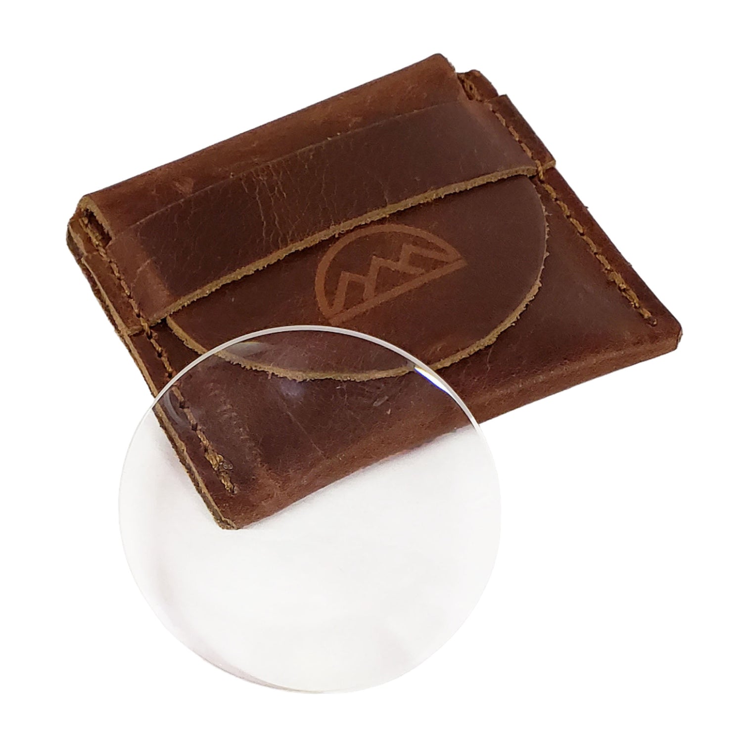 Pocket magnifier with leather case
