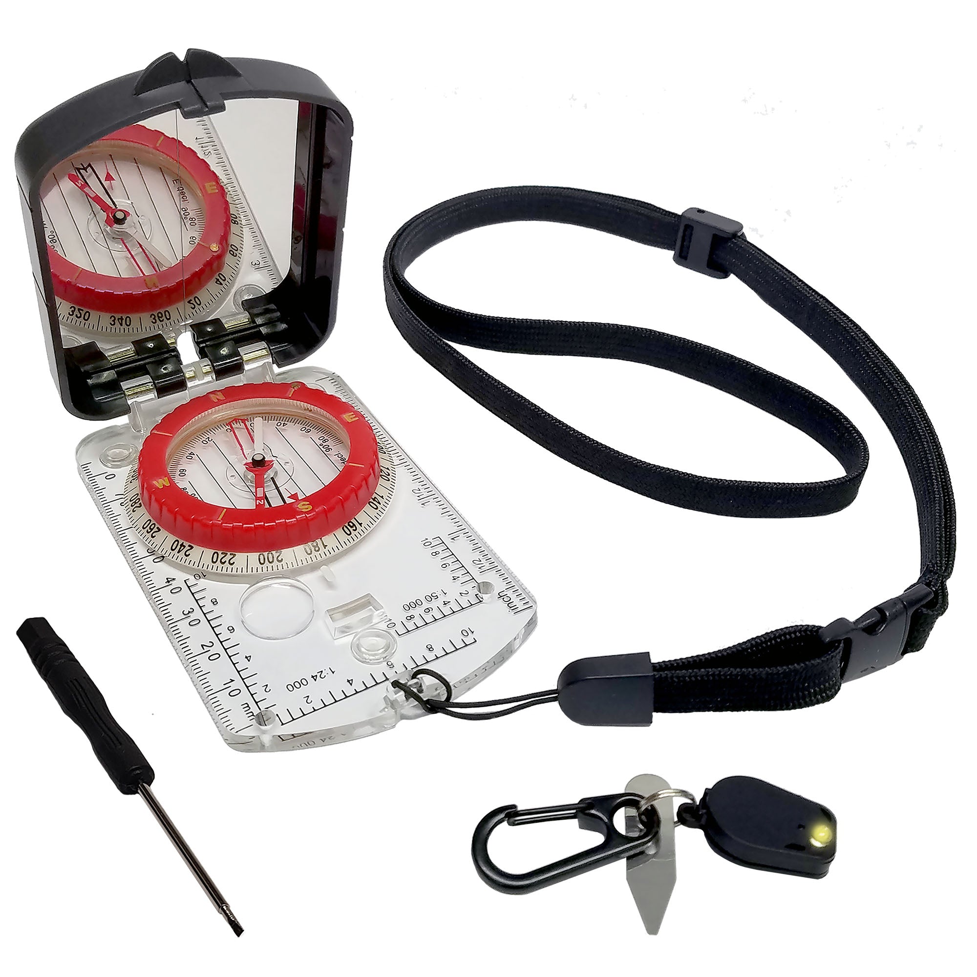 Mirrored Sight Compass with Declination Adjustment & Clinometer ...