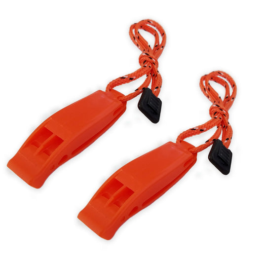Safety Whistle, Clip-On with Neck Lanyard, 2-pack