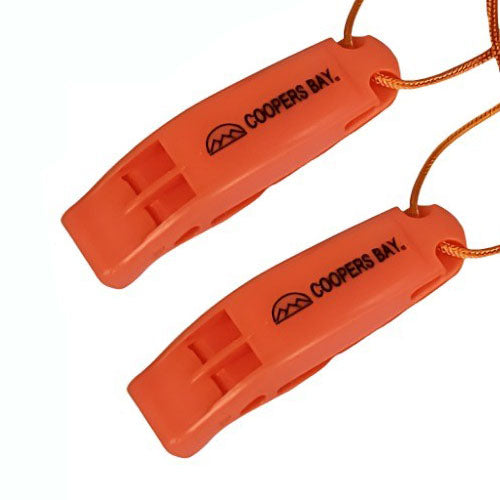 bright orange safety whistle