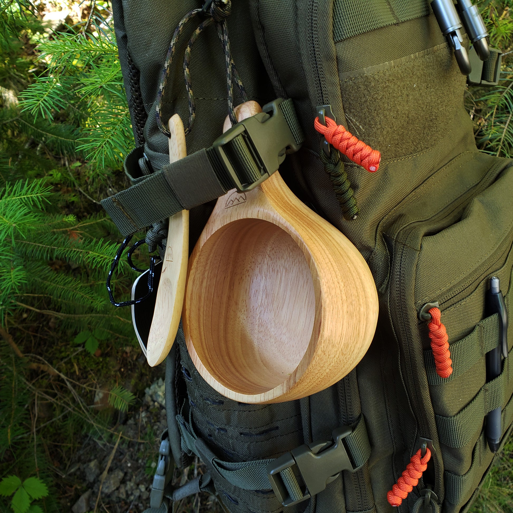 Nordic wood cup for camping & hiking