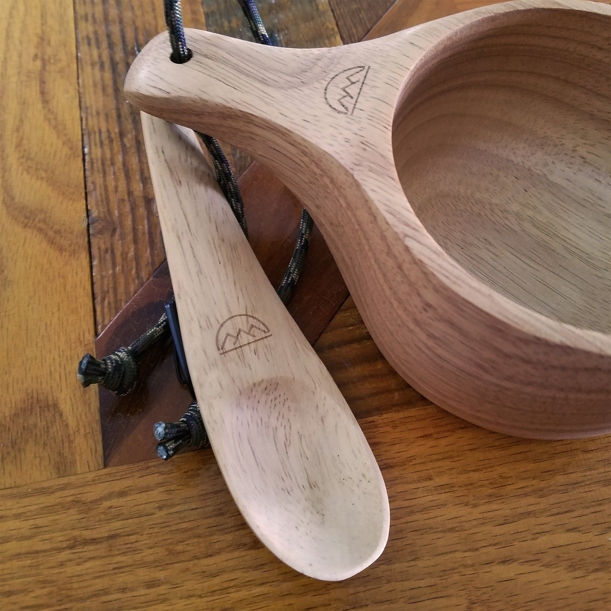 kuksa hand carved wooden mug and spoon set