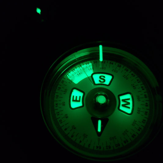 Phosphorescent military style lensatic compass