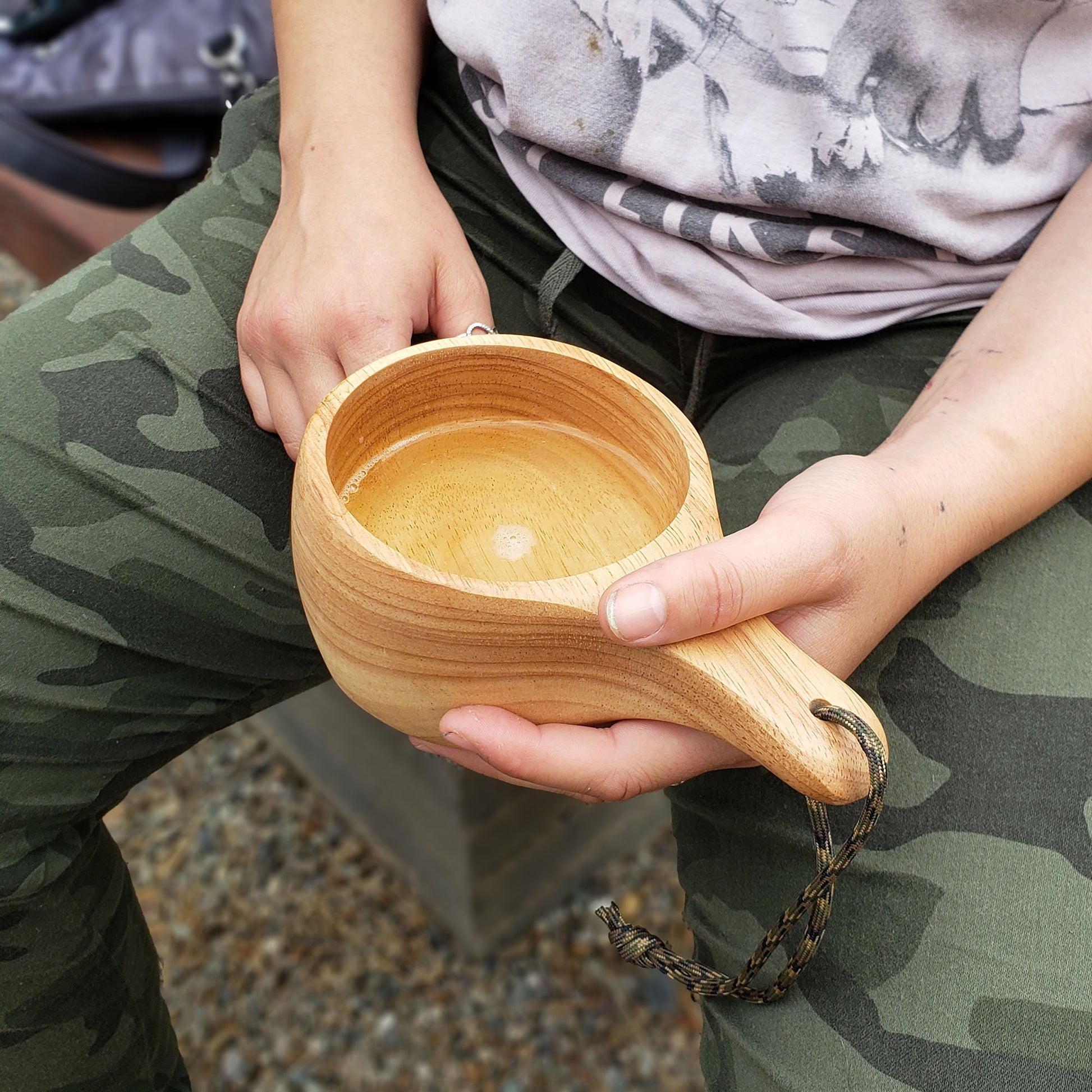 kyrre carved wood camping mug 